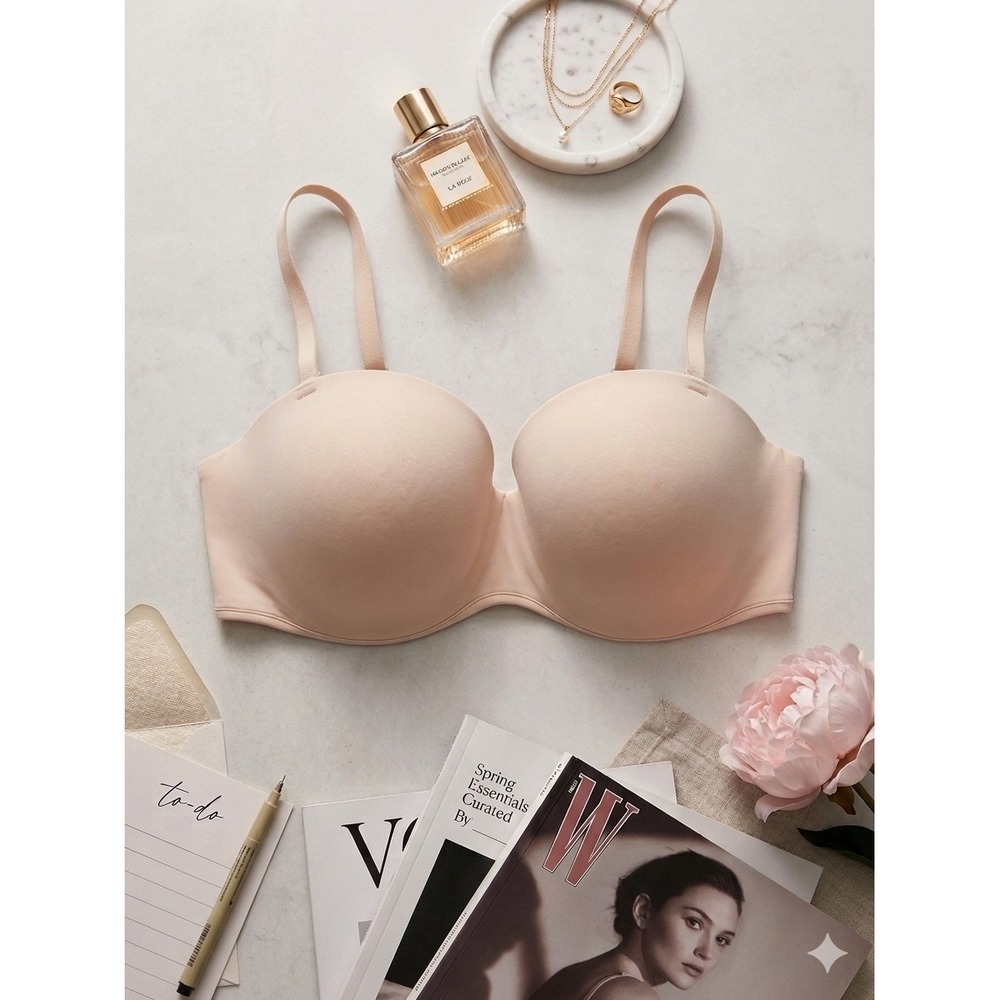 Cacique Smooth Boost Strapless Multi-Way Bra Nude Beige 36DD Underwire